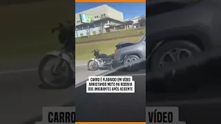 Carro é flagrado em vídeo arrastando moto na Rodovia dos Imigrantes após acidente #shorts