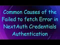 Common Causes of the Failed to fetch Error in NextAuth Credentials Authentication
