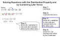 How to Solve equations with the distributive property and by combining like terms