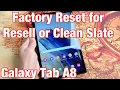 Galaxy Tab A8 How to Factory Reset for Resell or clean slate