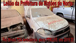 Fiat Strada TCA Ambulância, placa PTR2J55, ano 2019/20, em leilão da Prefeitura de Matões do Norte