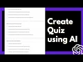 How AI Helped Me Create a Quiz in One click - MagicForm Web App