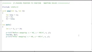 37 Passing pointer to functions swaping values
