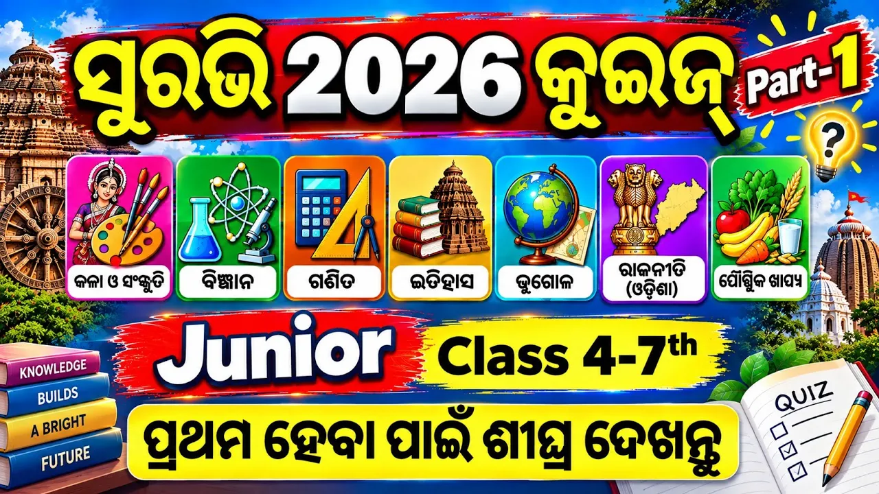 Surabhi 2026 Quiz junior | Suravi 2026 Quiz junior | Odishara Kala O Sanskruti Quiz For Surabhi 2026