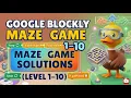 Google Blockly Maze Game Solutions Level 1 10 Coding for Kids