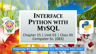 Interface Python with MySQL SQL Chapter 15 Unit 03 Class XII Computer Sc 083 English