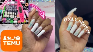 TESTING A 20 TEMU NAIL KIT ACRYLIC NAIL TUTORIAL TEMU NAILS