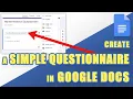 HOW TO Easily Create a QUESTIONNAIRE Survey Using Google Docs Forms