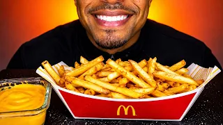 MCDONALD S BASKET OF FRIES MUKBANG CRISPY FRENCH FRIES CHALLENGE CHEESE SAUCE ASMR BIG BITES JERRY