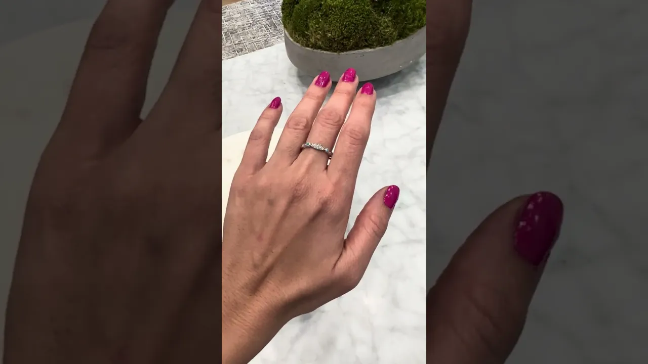 14K diamond and Turquoise Marquise & Dot Design Stacking Ring