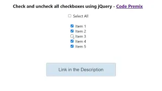 Check and uncheck all checkboxes using jQuery Output