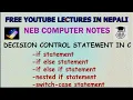 Selection Control Statements in C Programming NEB XI Computer Notes UNIT 5