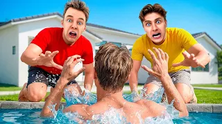 MY BEST FRIEND FELL IN THE POOL... *he can't swim*