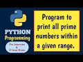 Program to print prime numbers Python tutorials for beginners M3R5 O level practical Feb 2025
