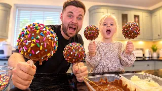 We made Giant Chocolate Apples (daddy & daughter)