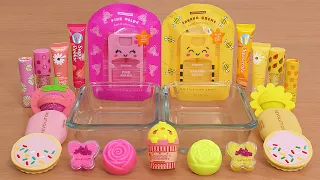 Pink vs Yellow - Mixing Makeup Eyeshadow Into Slime ASMR