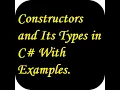 Constructors and Its Types in C With Examples