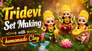 8 Inch Tridevi Set Making With Homemade Clay 🙏🌺🥥Jai Maa Durga🙏WhatsApp To Order👉8340067297🙏🥰💐
