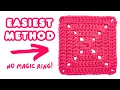 how to crochet a solid granny square for beginners no magic ring easy crochet tutorial