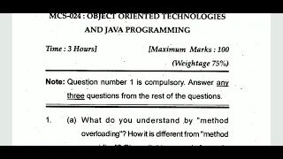 IGNOU MCS-024 OBJECT ORIENTED TECHNOLOGIES AND JAVA PROGRAMMING REVISED QUESTION PAPER 2020