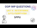 OOP Unit 4 Inheritance Polymorphism Important Questions IMP SPPU End Sem Exam