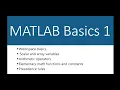 MATLAB Basics Part 1
