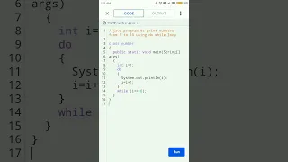 write a program to print numbers from 1 to 10 using do while loop in java