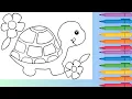 Coloring in a cute Turtle Coloring page