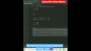 Increment Decrement Operator Using Java