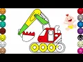 Excavator Coloring Pages Learn Colors For Kids