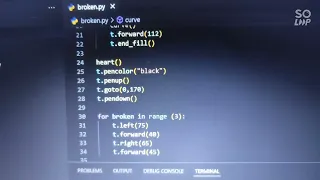 draw broken heart using python pls subscribe