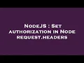 NodeJS Set authorization in Node request headers