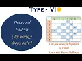 Star Pattern Type - VI Diamond Shape Pattern for loop in JAVA HINDI