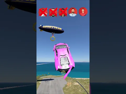 Ronaldo vs Messi vs Benzema vs Mbappe vs Blimp ⚽🚘 #beamngdrive #simulator #shorts