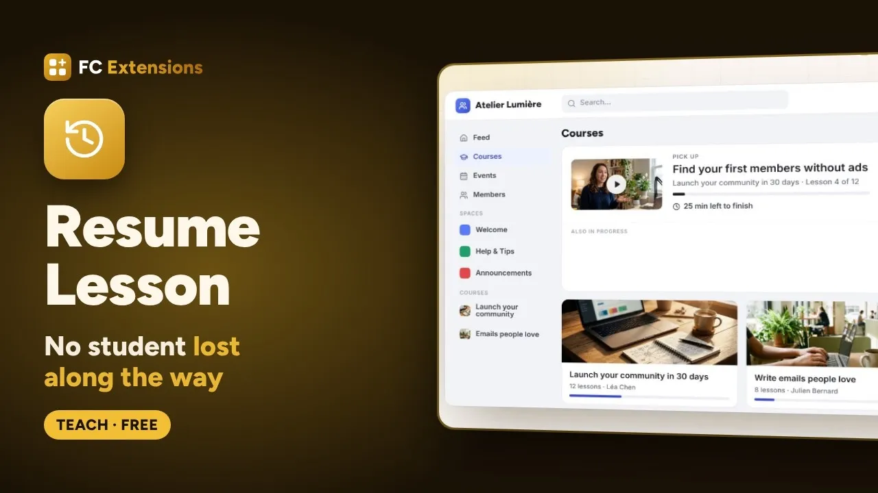 Resume Lesson for FluentCommunity: bring students back to the right second