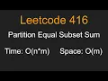 Partition Equal Subset Sum - Leetcode 416