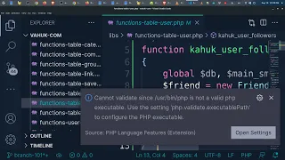 Cannot validate since a PHP installation could not be found Fix path for PHP in VS Code in Ubuntu