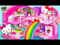 Lagu Make Hello Kitty House with Bed, Kitchen Playset, Laundry Set, Rainbow Slide | DIY Miniature House