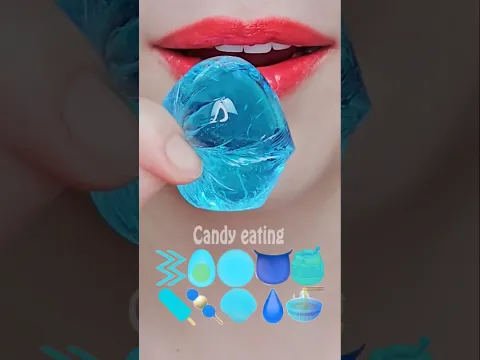 ASMR MINT BLUE EMOJI FOOD ice cream rock candy kohakuto sprinkle honey jelly mukbang eating sounds
