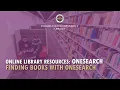 Finding Books with OneSearch