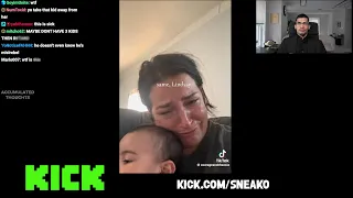 SNEAKO Reacts to a Mother Crying While Sympathising With Lindsay Clancy and Holding Her Baby
