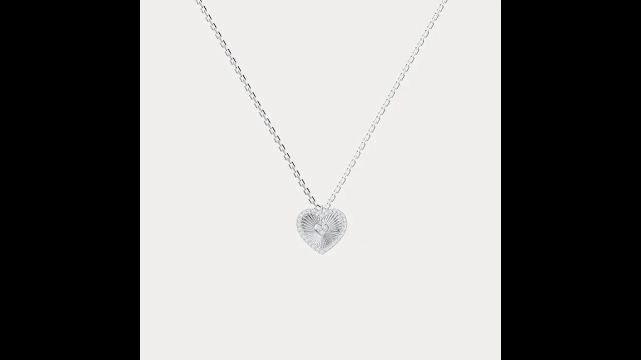 Fluted Heart Lab-Grown Diamond Accent Pendant Necklace in Sterling Silver