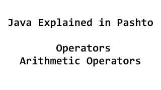 6 Operators in Java Pashto