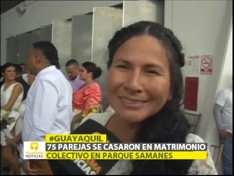 75 parejas se casaron en matrimonio colectivo en parque Samanes