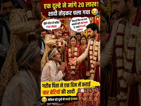 गरीब पिता ने अपना सब कुछ बेचकर की चारों बेटियों की शादी😱, फिर कन्यादान में जो हुआ😭 #emotionalstory