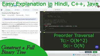 Construct a Full Binary Tree Hindi GFG POTD C Java Preorder Traversal
