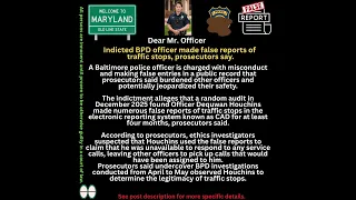 BPD Officer Indicted for False Police Reports