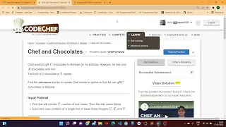 Codechef Solution Chef and Chocolates Problem Code CHEFCHOCO