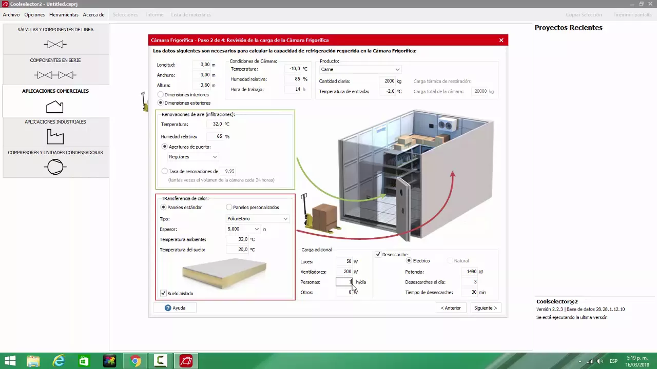 CALCULO DE CAMARA FRIGORIFICA CON EL PROGRAMA COOLSELECTOR | YouTube ...