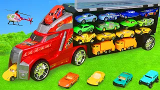 truck filled with toy vehicles for kids